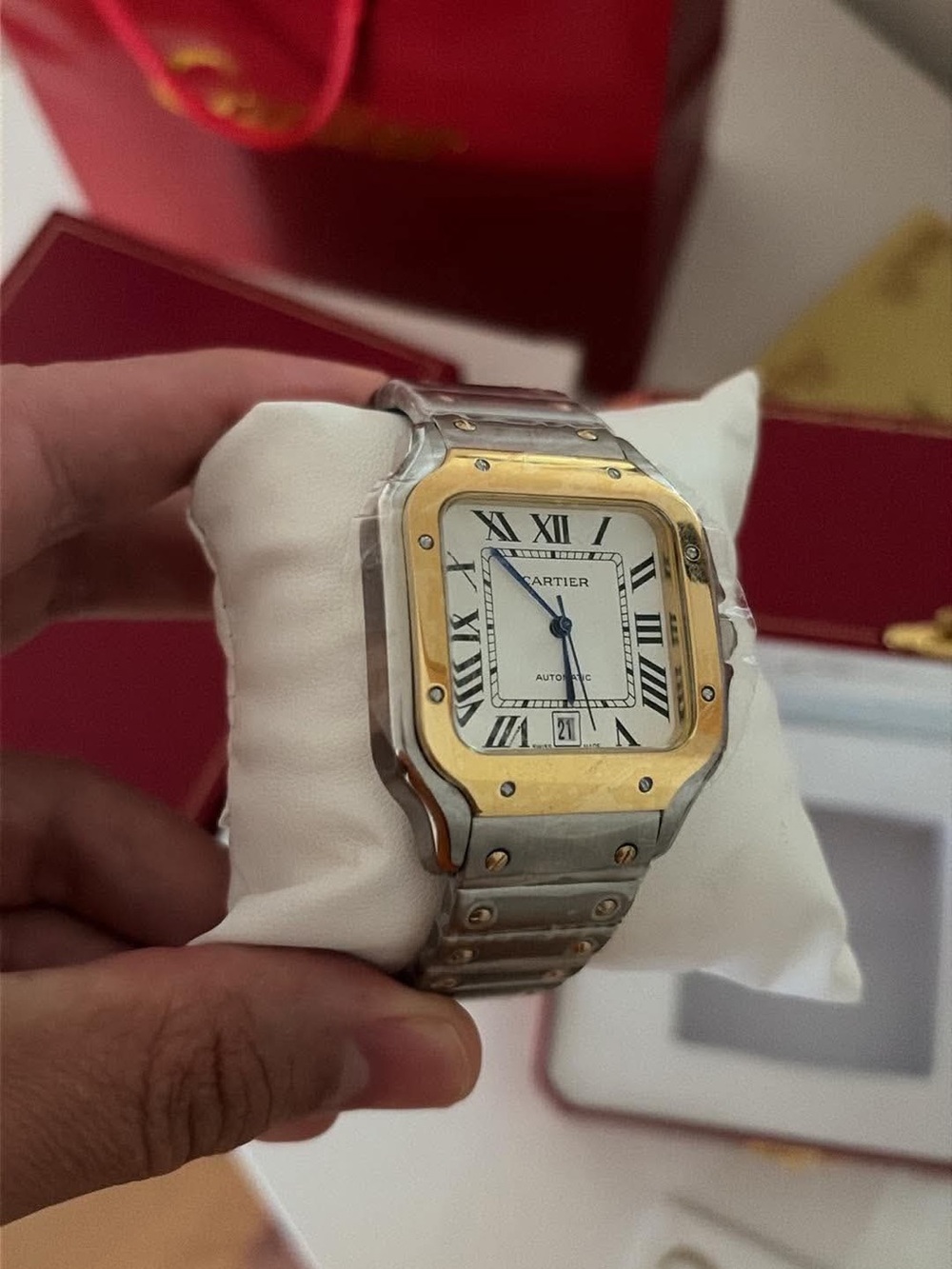 Cartier Two-Tone Gold & Silver Roman Dial Men's Watch